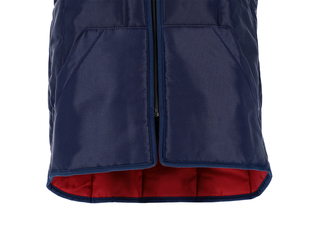 Diepvries bodywarmer Classic, marine/geel met reflectie