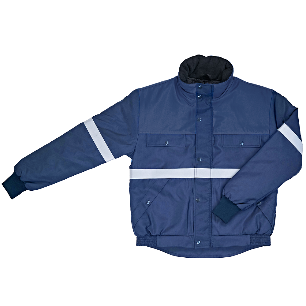Lined Pilot Jacket (with reflective strips, removable inner jacket), black/light blue