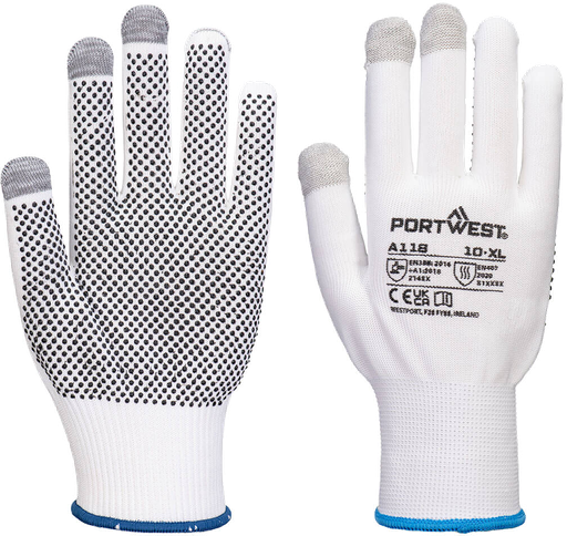 [4082300] Wit/Grijze Polkadot Touchscreen Handschoenen