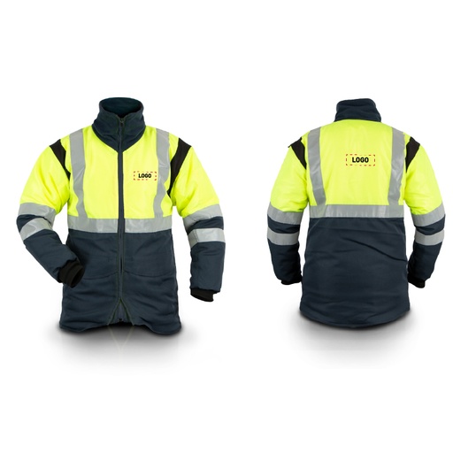 [X28JHVLogo] CHAQUETA CON REFLECTANTES (ALTA VISIBILIDAD) PARA CÁMARAS FRIGORÍFICAS, CON LOGOTIPO X28JHV